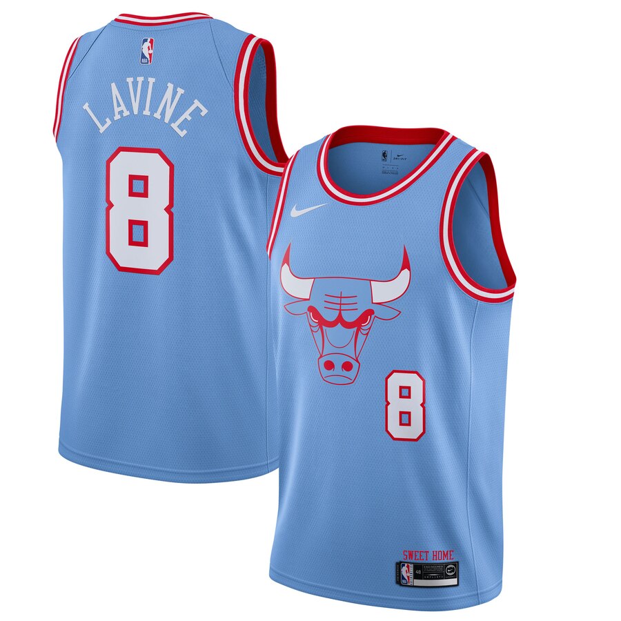 Men's Chicago Bulls #8 Zach LaVine Blue NBA 2019 City Edition Stitched Jersey